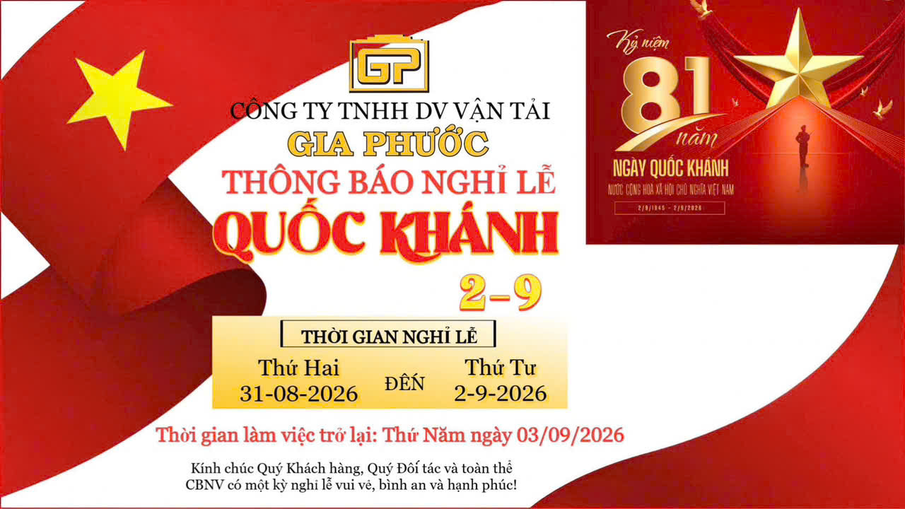 Thông báo lịch nghỉ lễ 02/09