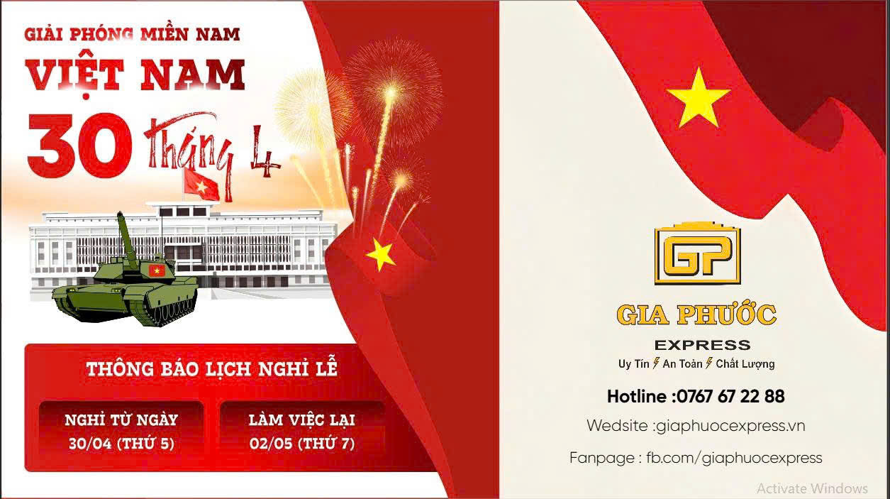 Thông báo lịch nghỉ lễ 30/4
